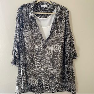 Jennifer Lopez Plus size Blouse 2X Summer animal print.